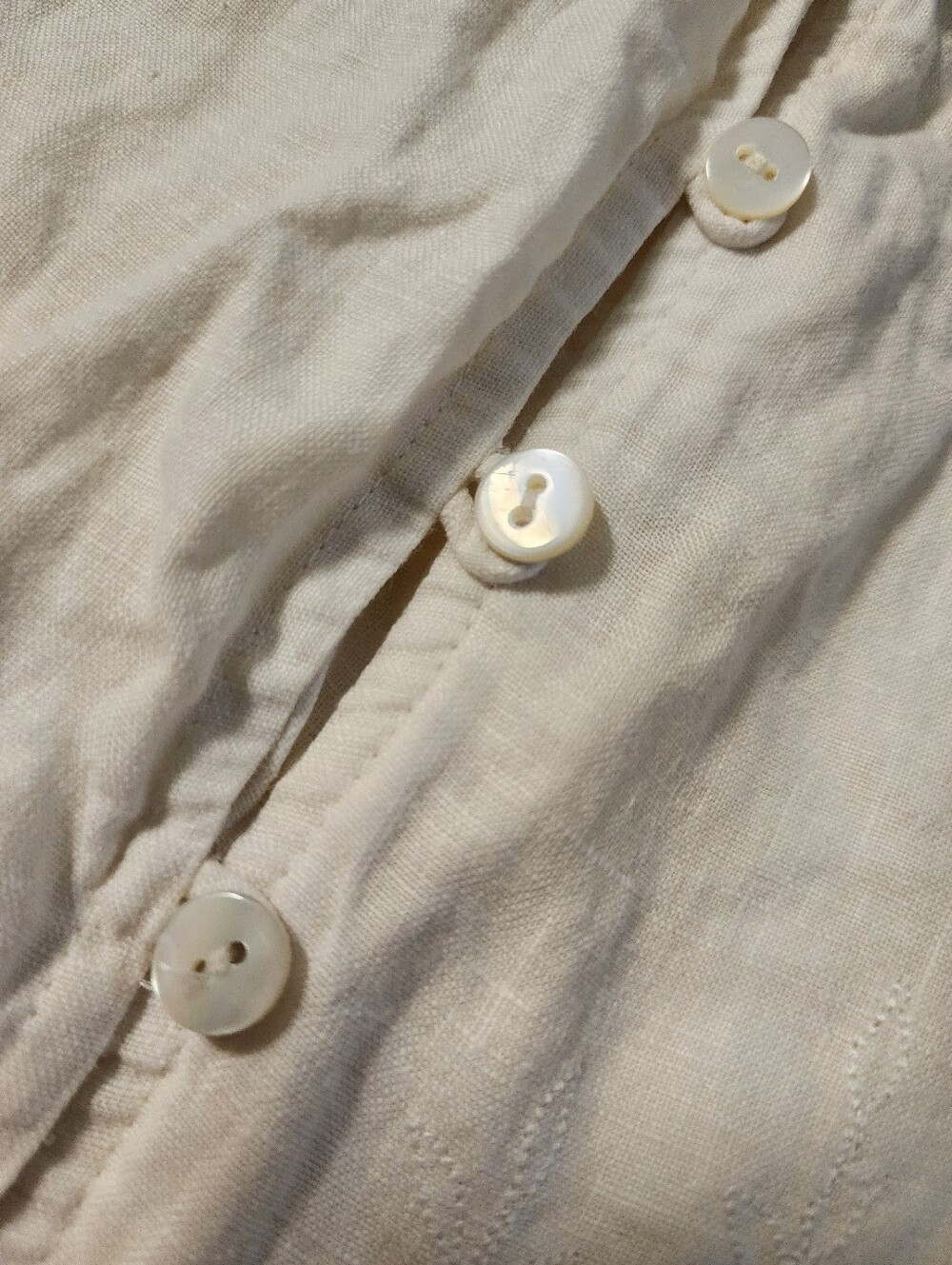 Vintage Valerie Stephens Pure Linen Button Front Dress Cream Embroidered Size 10 - Picture 3 of 8